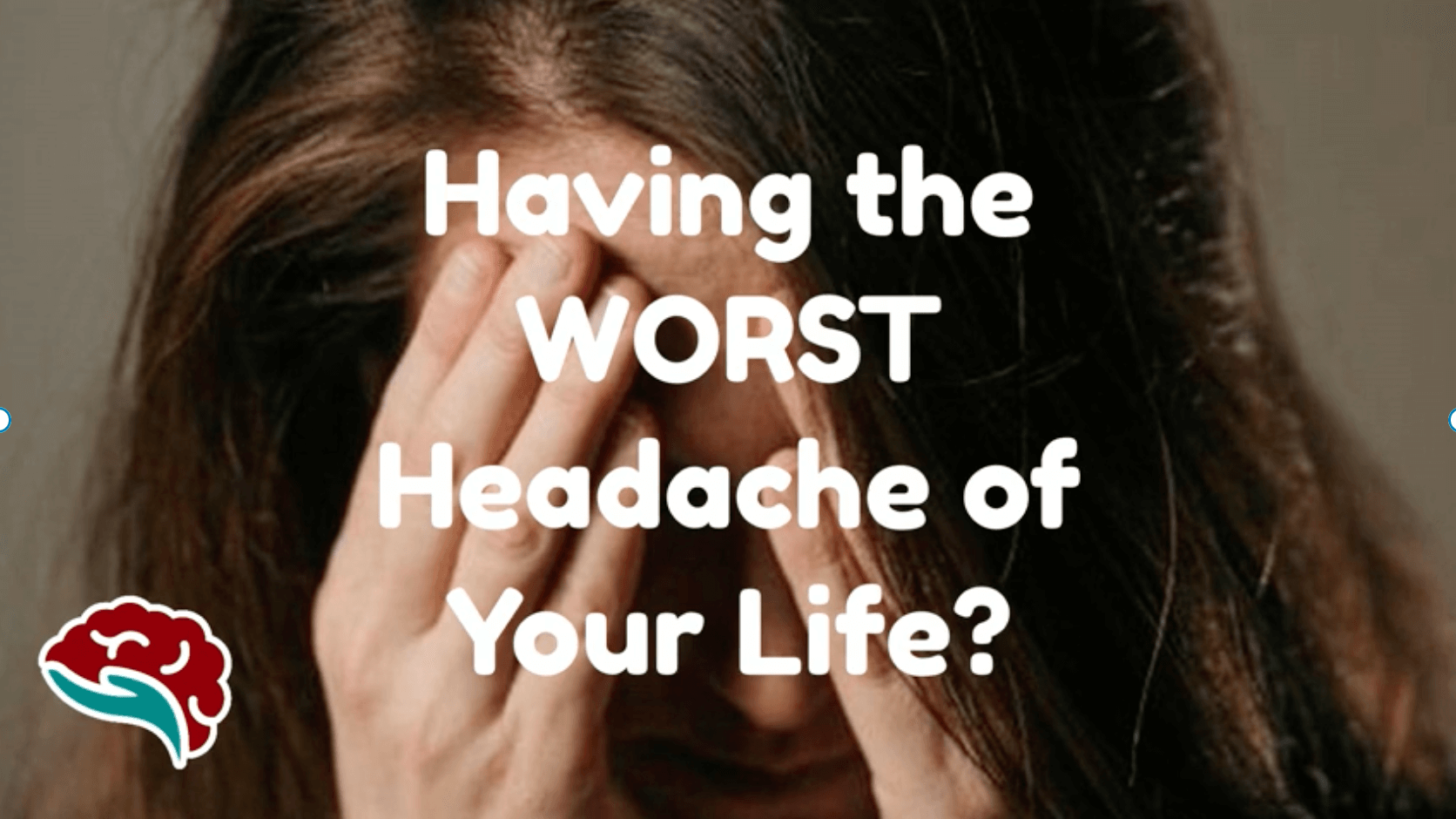 Woman holding head for worst headache of your life video