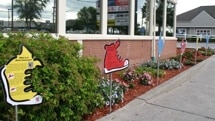 Awareness sneakers posted outside Friendlys