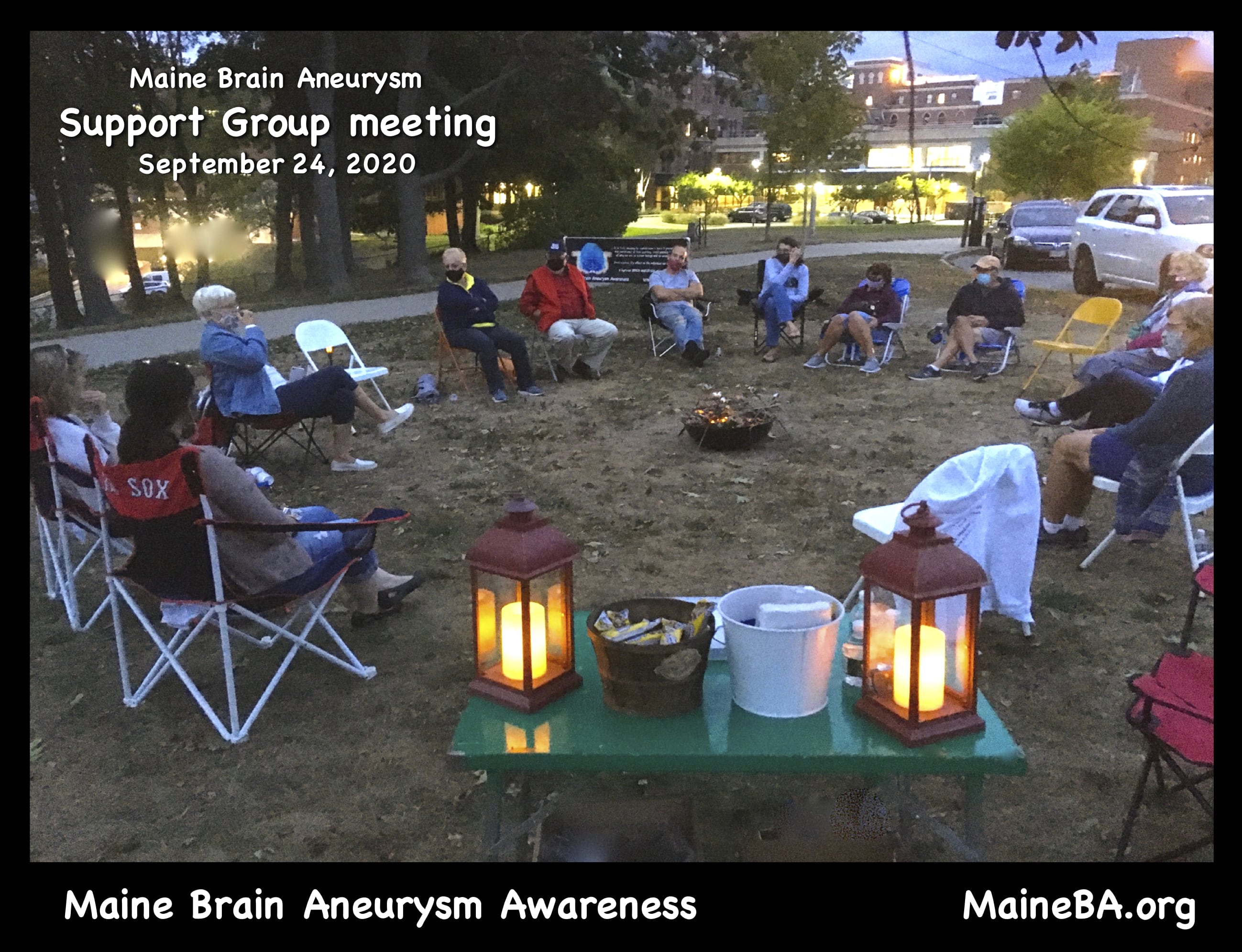 Brain aneurysm support group meeting outside