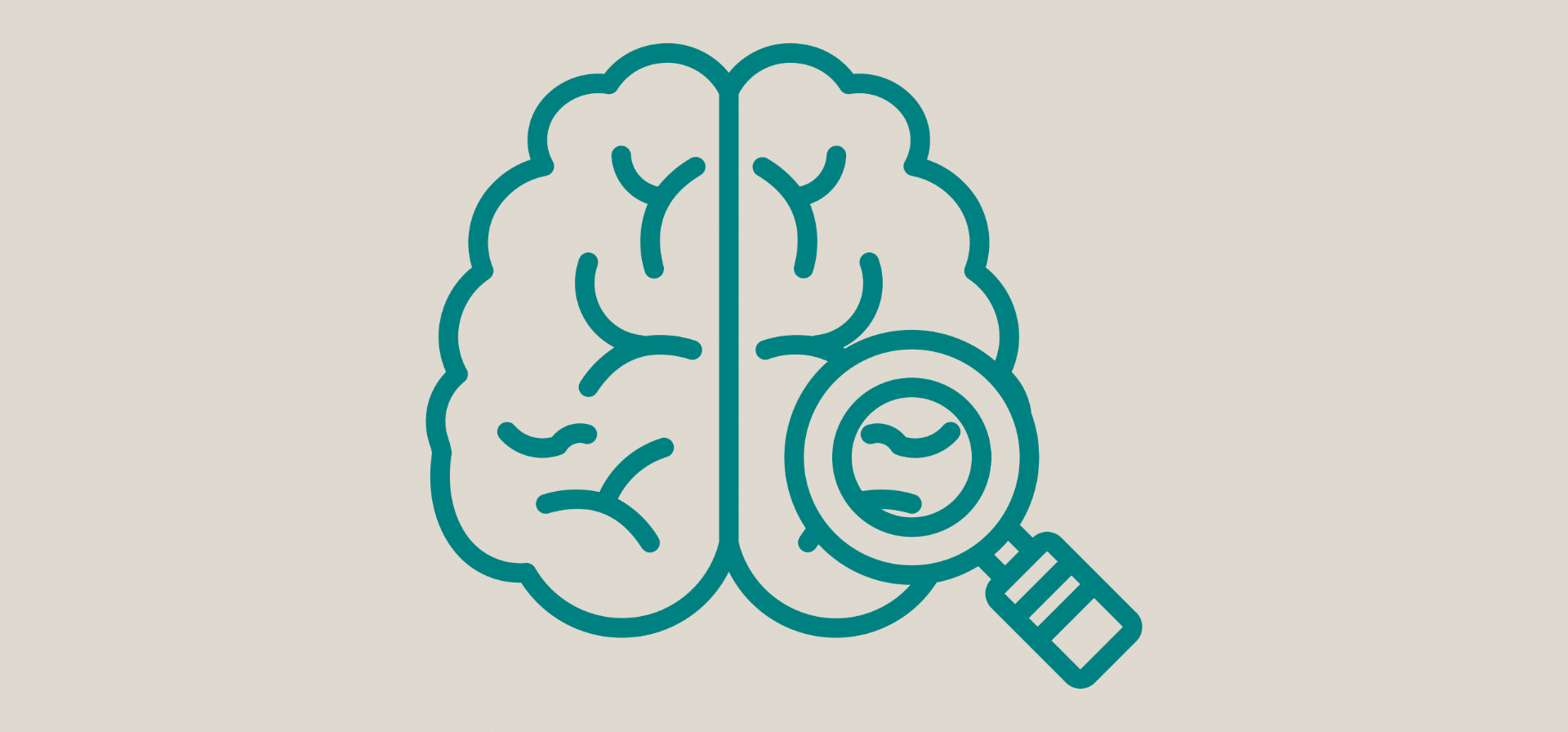 Brain icon with magnifying glass